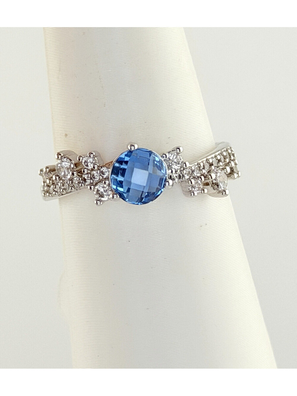 Bomb Party Ring Sz 9 "Delicate Perfection" Blue Zircon Spinel on Rhodium